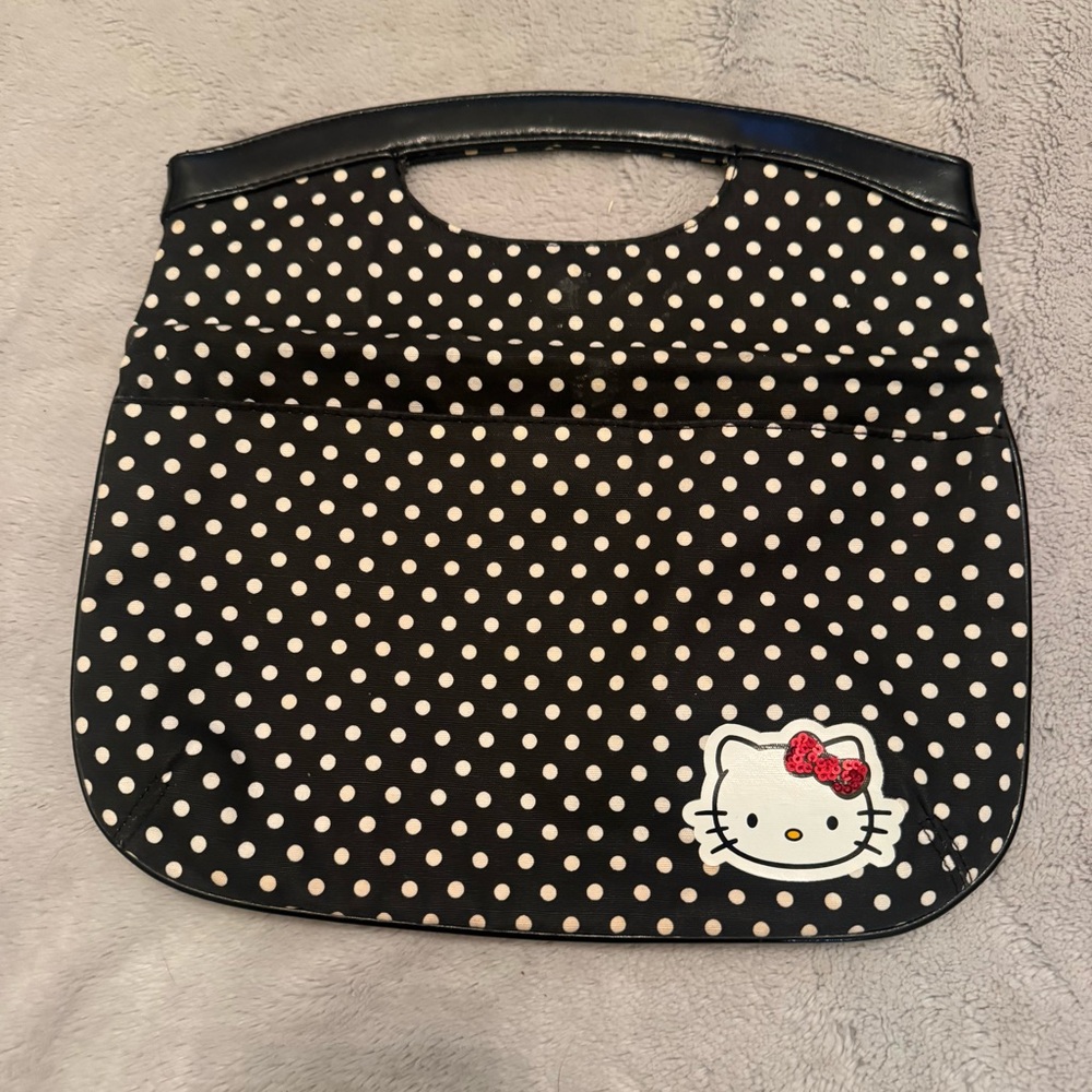 Hello Kitty Black and White Polka Dot Handbag‎ Fold to Clutch Purse